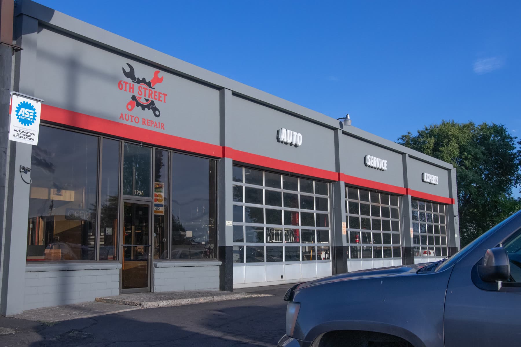 The exterior of 6th Street Auto Repair's shop on South 6th Street